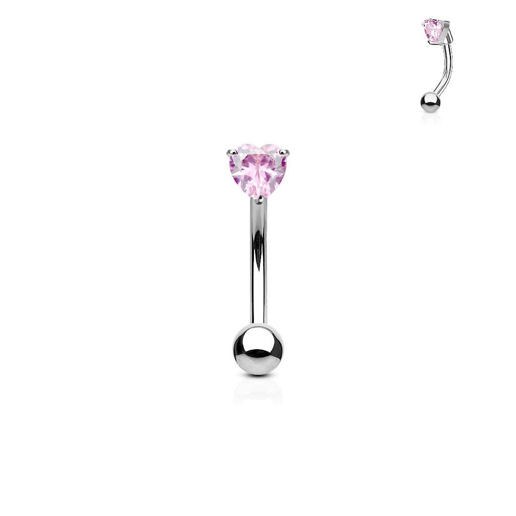 Piercing do obočí - zirkon (růžová) - OB1003-P - náhled 1