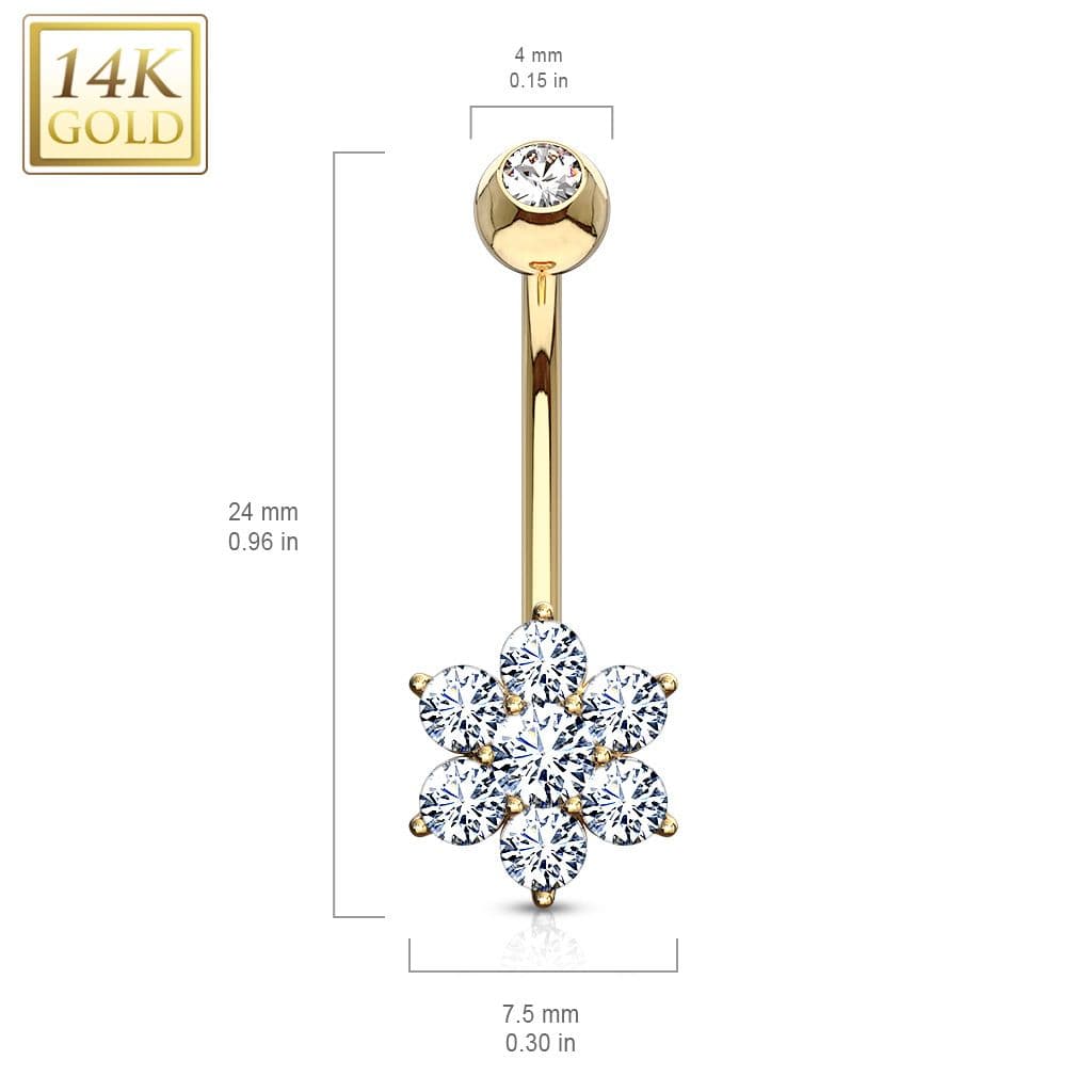 Zlatý piercing do pupíku - kytička, Au 585/1000 - ZL01067-YG - náhled 3