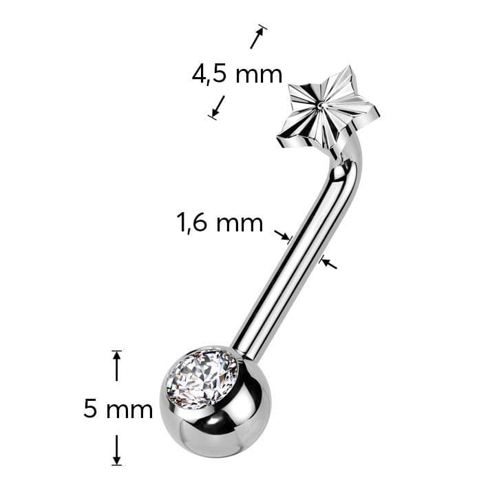 Christina piercing TITAN, hvězdička (1,6 x 10 mm) - KT008-C - náhled 3