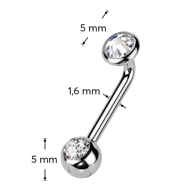 Christina piercing TITAN, čirý kamínek (1,6 x 10 mm) - KT005-C - náhled 3