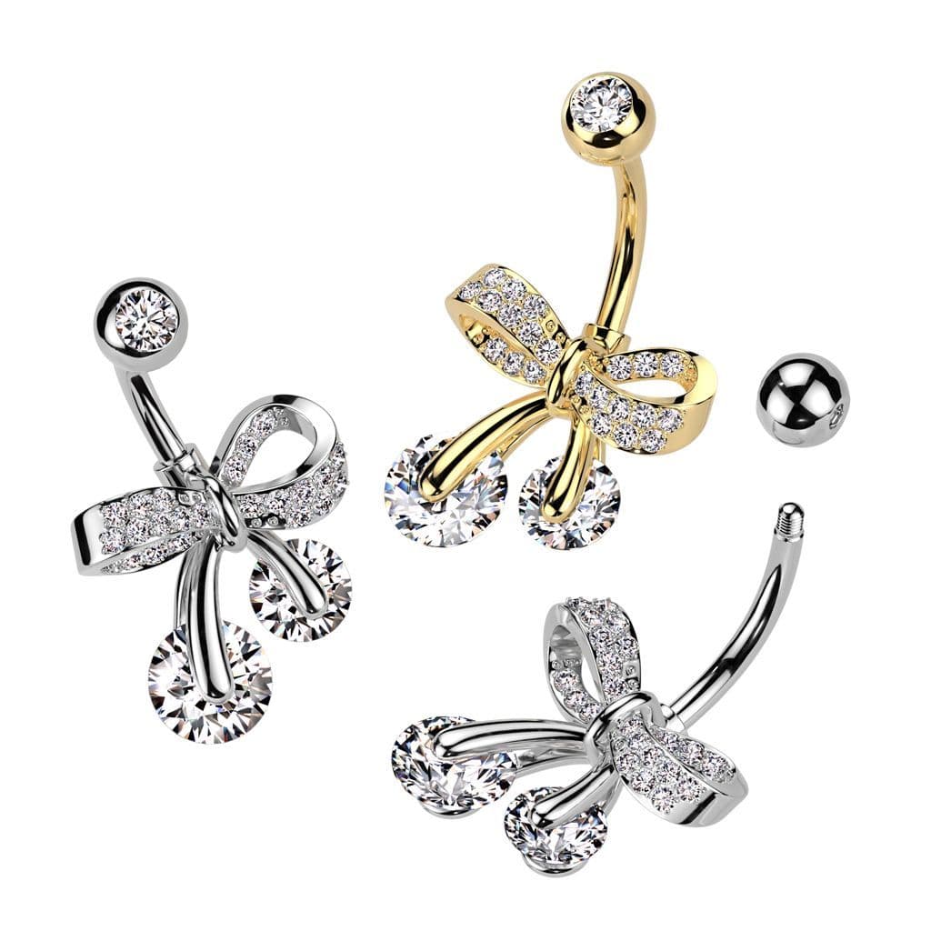 Piercing do pupíku - mašlička stříbrná - náhled 2