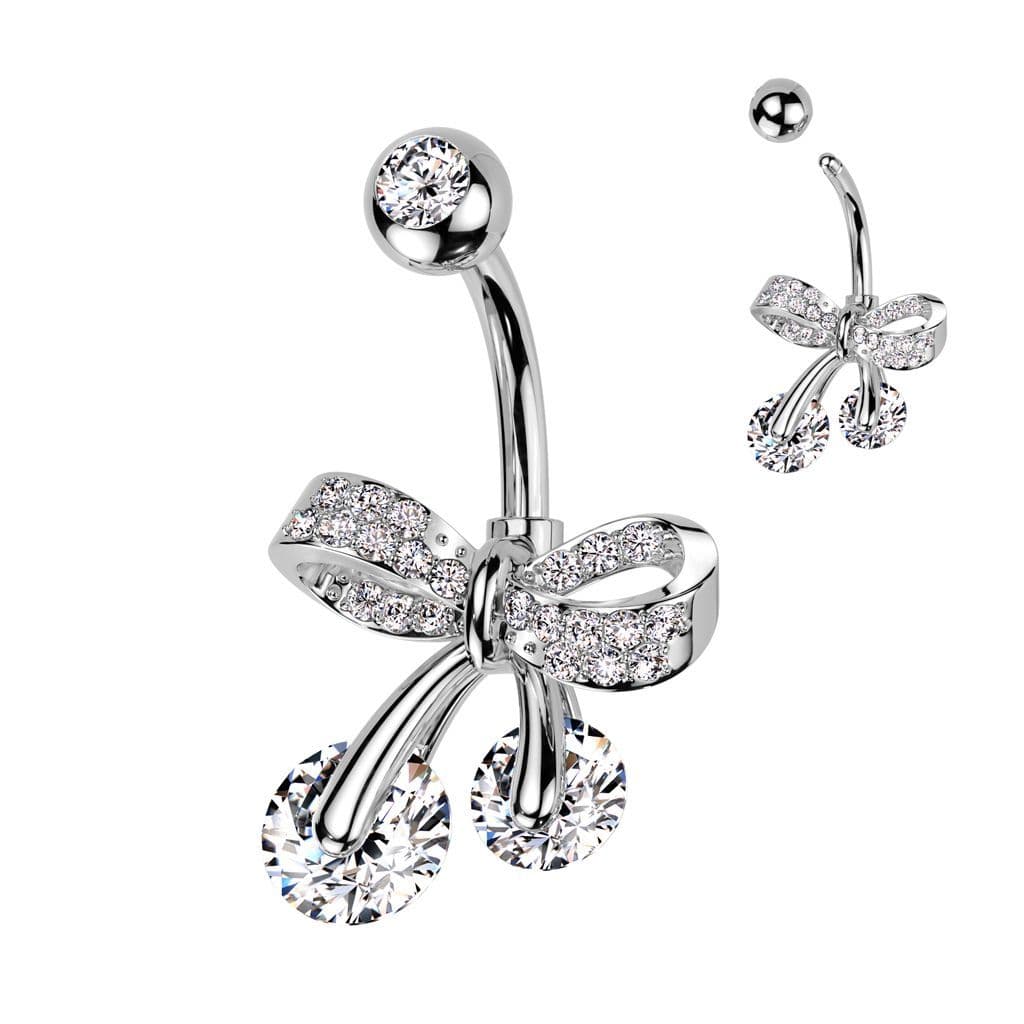 Piercing do pupíku - mašlička stříbrná - náhled 1