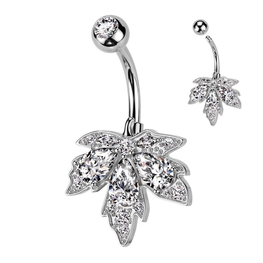 Piercing do pupíku - javorový list stříbrný - náhled 1