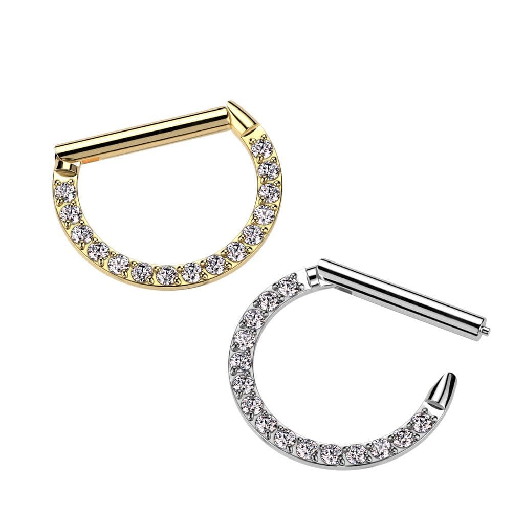 Piercing ocelový segment půlkruh se zirkony - náhled 2