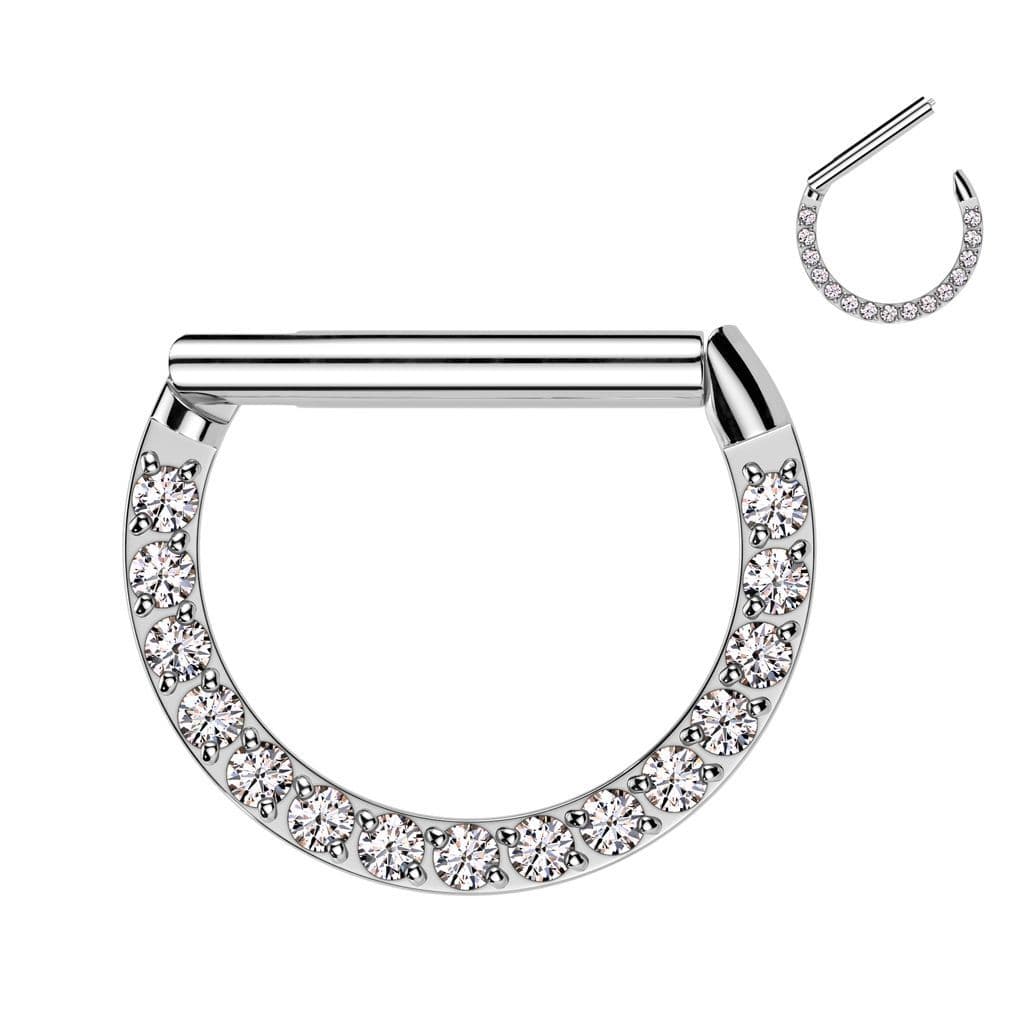 Piercing ocelový segment půlkruh se zirkony - náhled 1