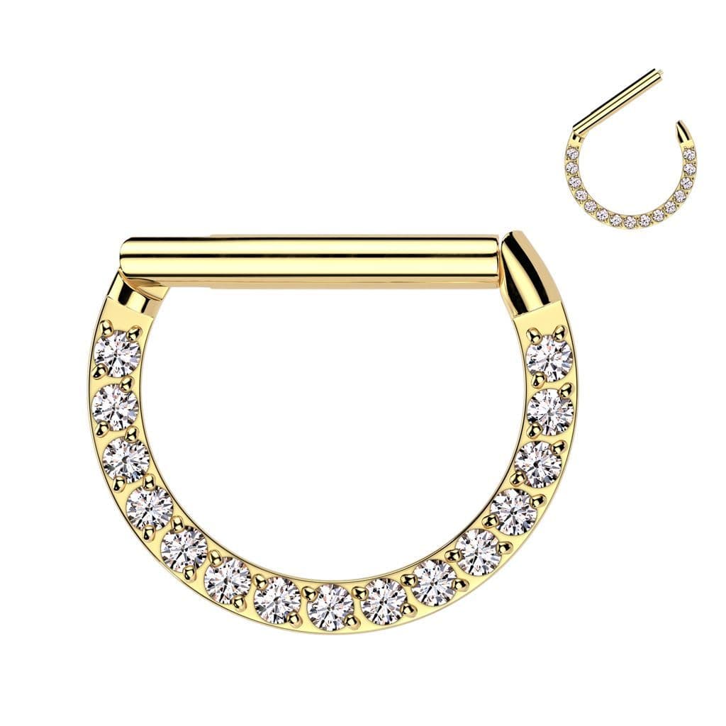 Piercing ocelový segment půlkruh se zirkony - náhled 3