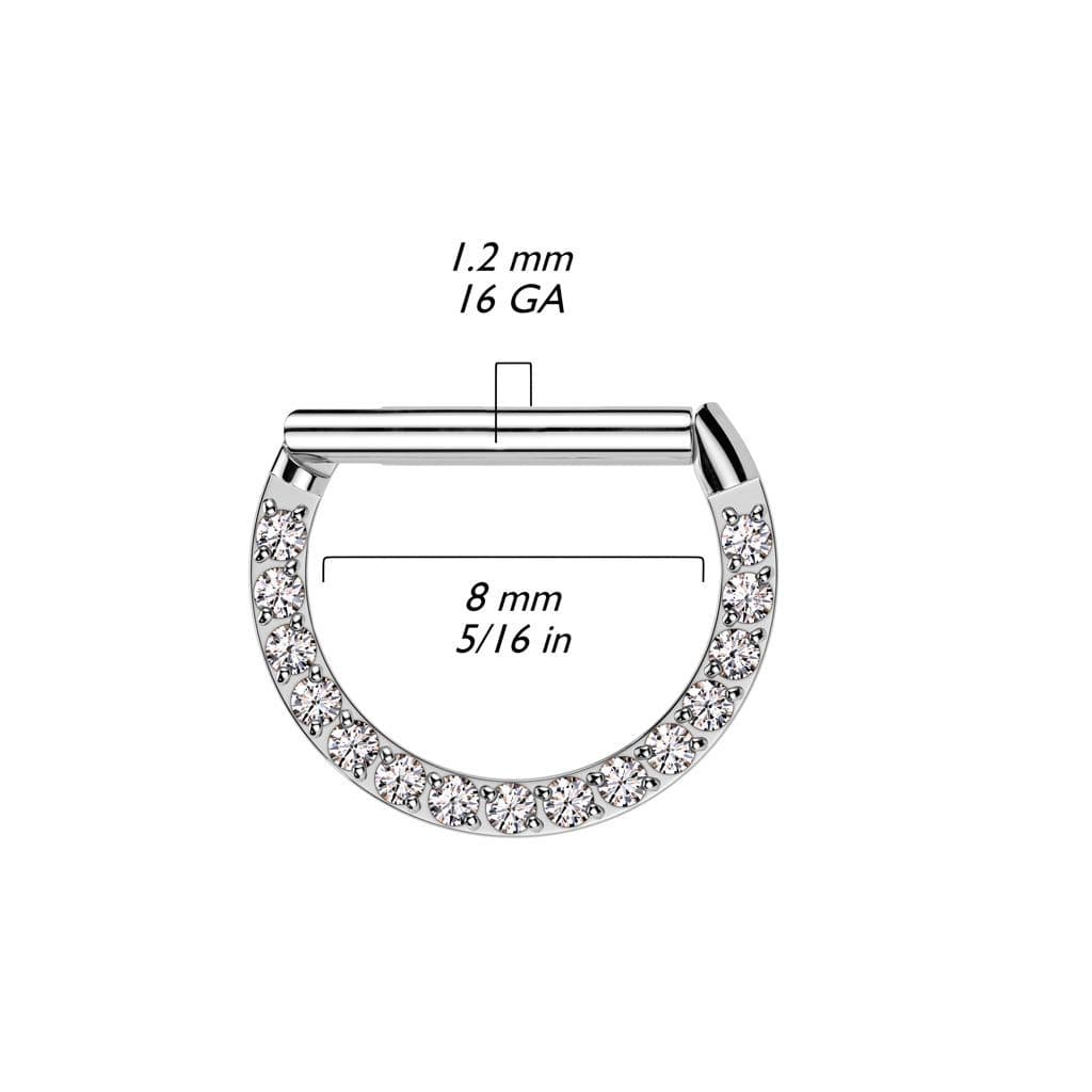 Piercing ocelový segment půlkruh se zirkony - náhled 4