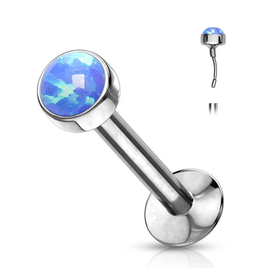 Piercing labreta chirurgická ocel s modrým opálem (0,8 x 6 x 2 mm) - náhled 1
