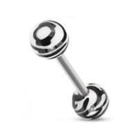 Piercing do jazyka  - zebrovaný (bílá) - náhled 1