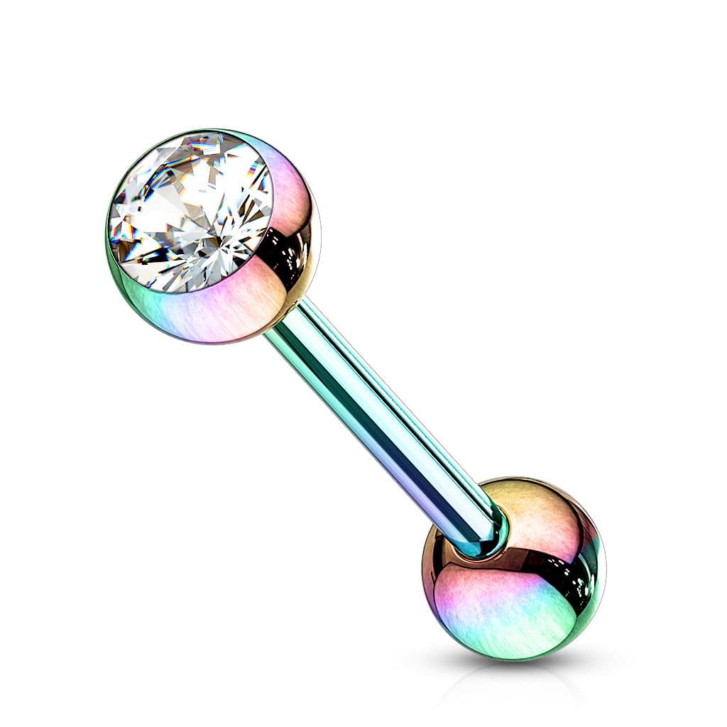 Piercing do jazyka se zirkonem (duhová) - PJ01068-AB - náhled 1