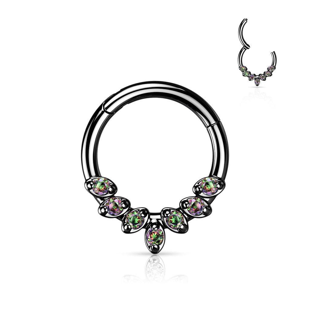 Černý segment kruh se zirkony, septum piercing (1,2 x 10 mm) - náhled 1