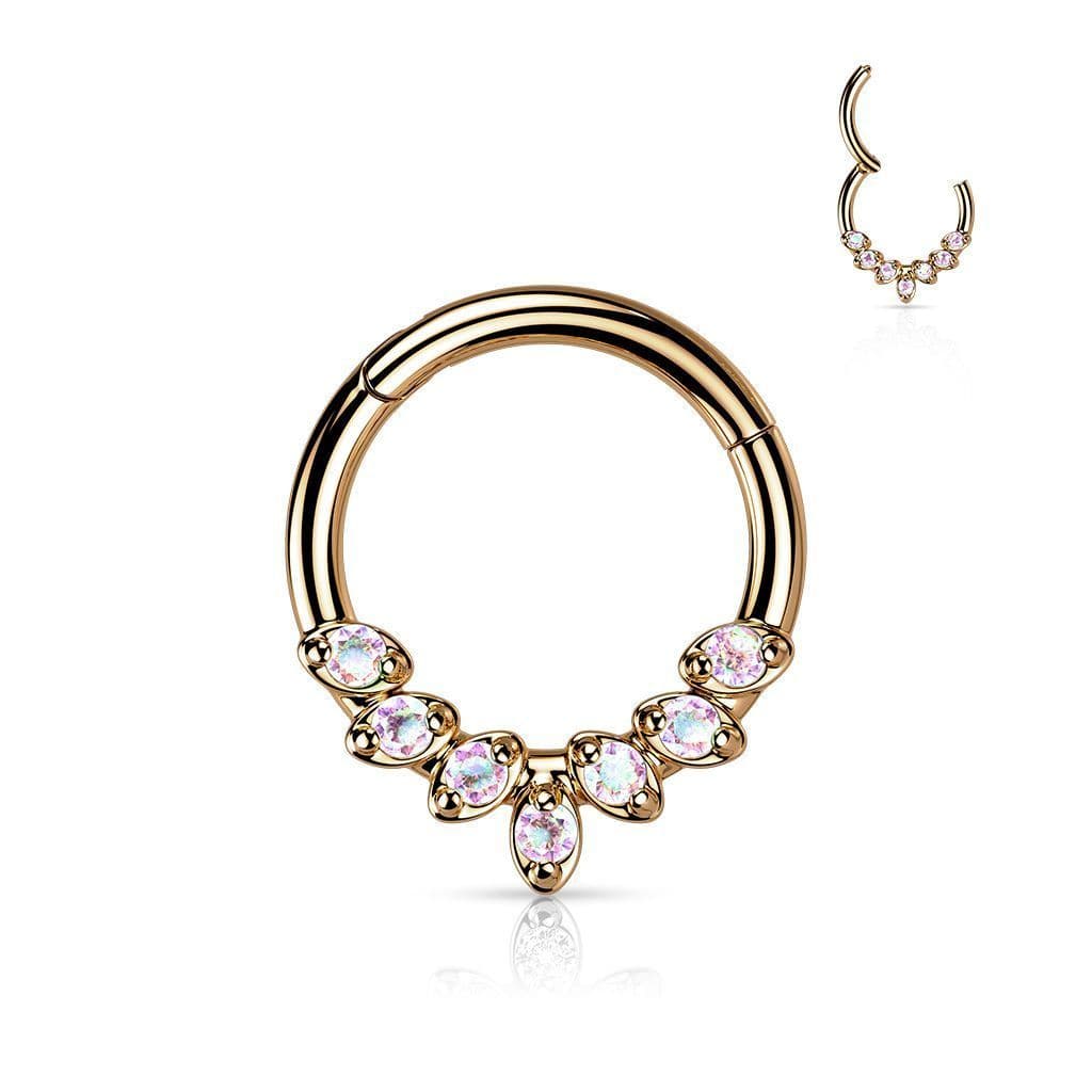 Zlacený segment kruh se zirkony, septum piercing (1,2 x 10 mm) - náhled 1