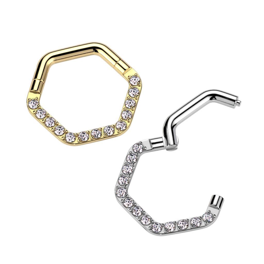 Piercing ocelový segment se zirkony stříbrný - náhled 2