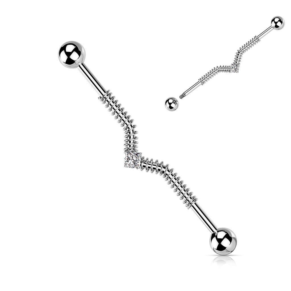 Industrial piercing s pružinou (stříbrný) - náhled 1