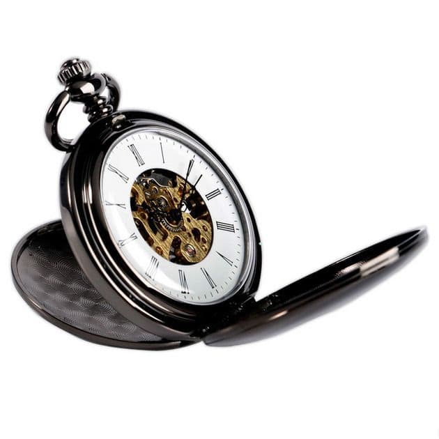 S4U Mechanické kapesní hodinky otevírací černé - cibule - KH0019-K - náhled 4
