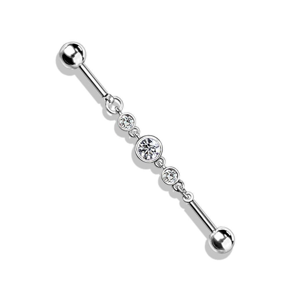 Řetízkový industrial piercing se zirkony (GD) - náhled 3