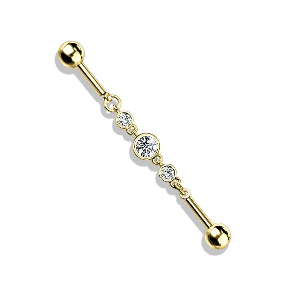 Řetízkový industrial piercing se zirkony (GD) - náhled 1