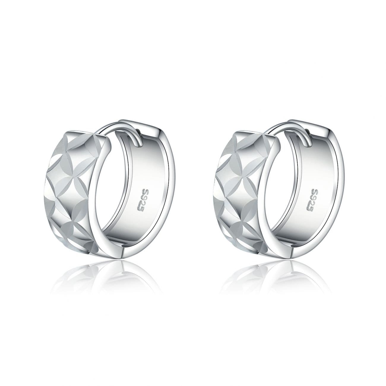 NUBIS Stříbrné náušnice kroužky s ornamenty - NB-3975