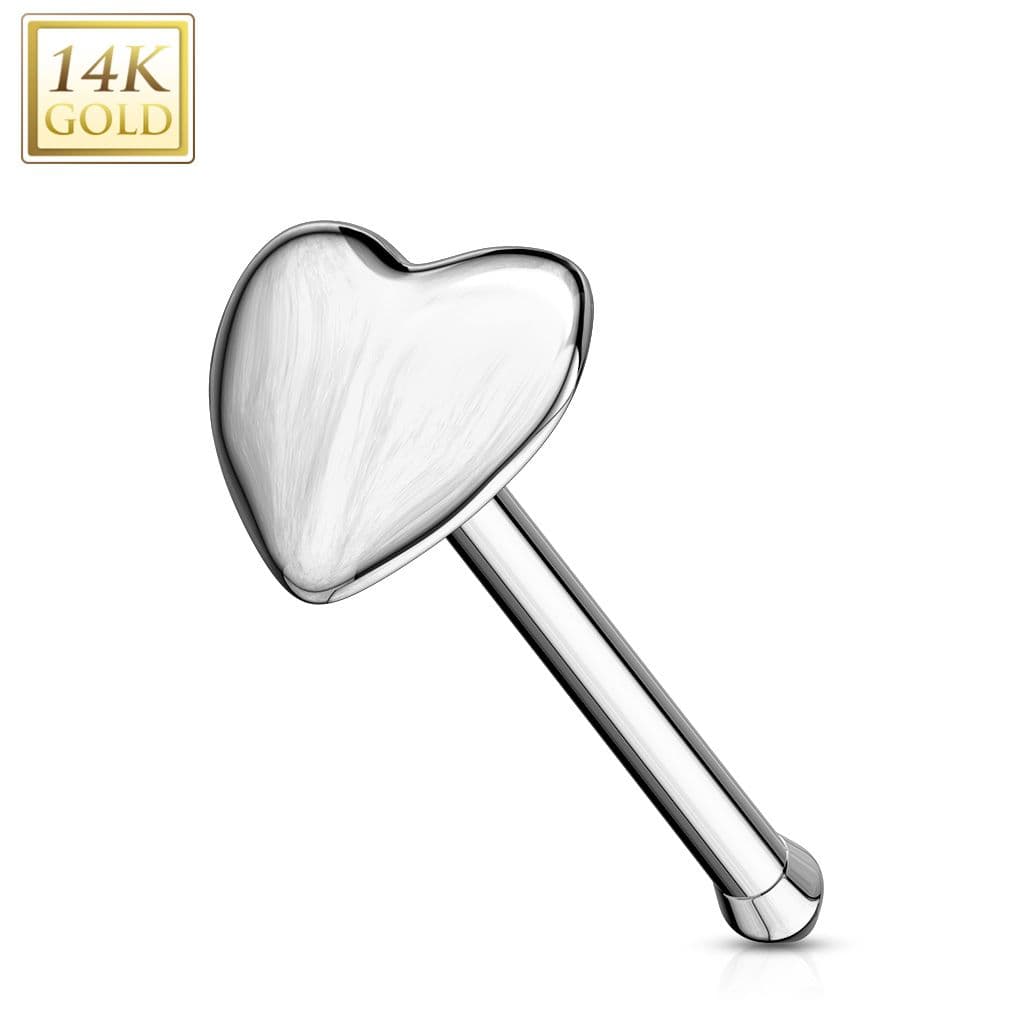 Zlatý piercing do nosu - srdíčko, Au 585/1000 - ZL01119-WG
