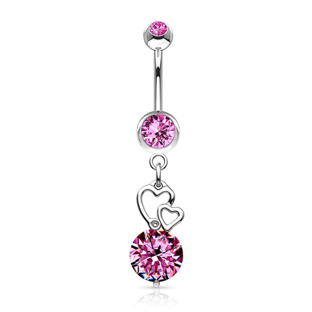 Piercing do pupíku srdíčka (růžová) - náhled 1