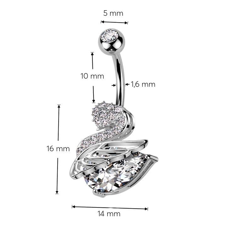 Piercing do pupíku labuť - WP0071-ST - náhled 3