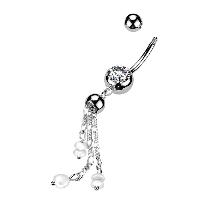 Visací piercing do pupíku s perličkami - WP0069-ST - náhled 2