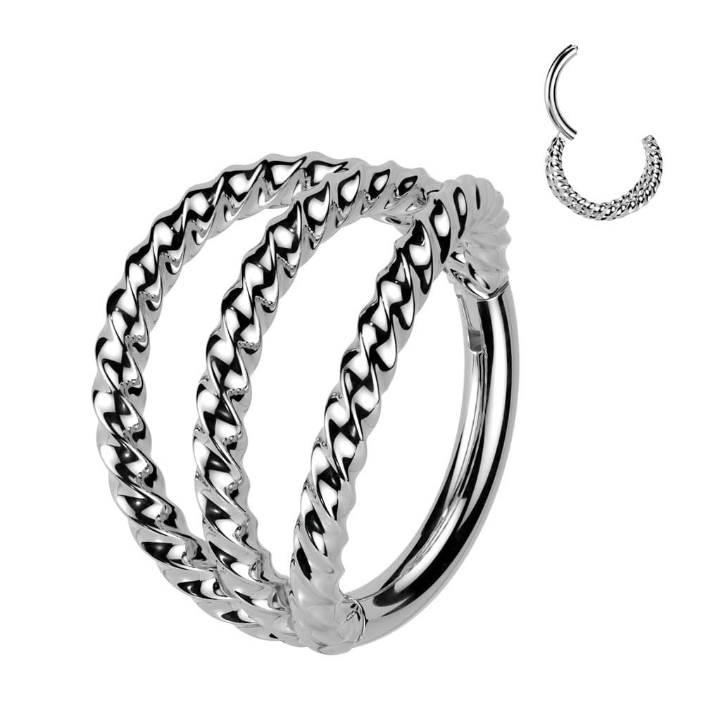 Trojitý segment kruh kroucený - helix / cartilage / tragus piercing (1,2 x 10 mm) - NS0066ST-1210 - náhled 1