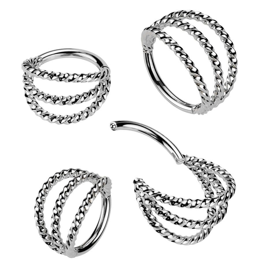 Trojitý segment kruh kroucený - helix / cartilage / tragus piercing (1,2 x 10 mm) - NS0066ST-1210 - náhled 2