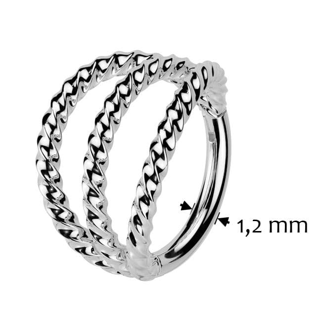 Trojitý segment kruh kroucený - helix / cartilage / tragus piercing (1,2 x 10 mm) - NS0066ST-1210 - náhled 3