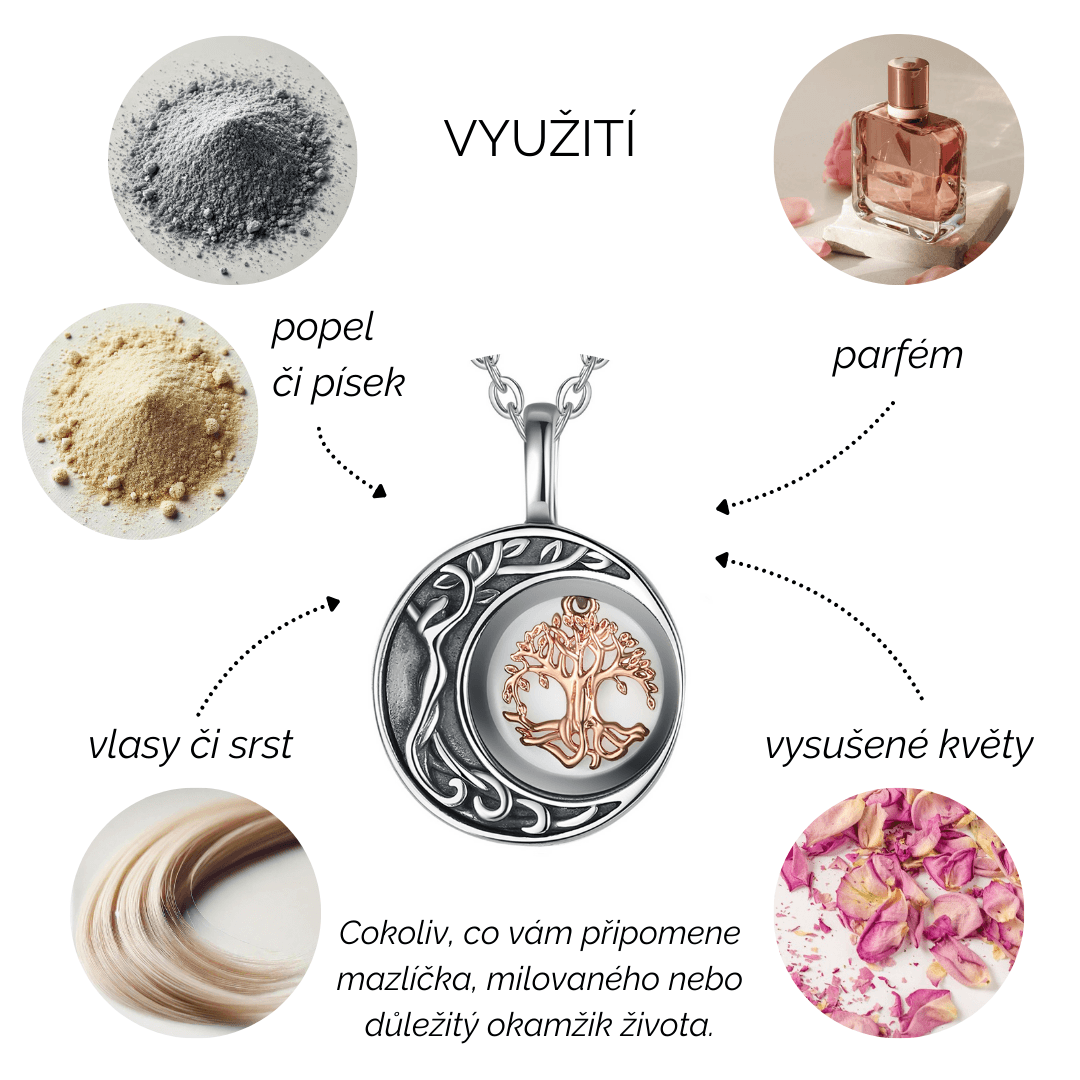 Stříbrný pietní náhrdelník - Strom života ve tvaru měsíce - náhled 5