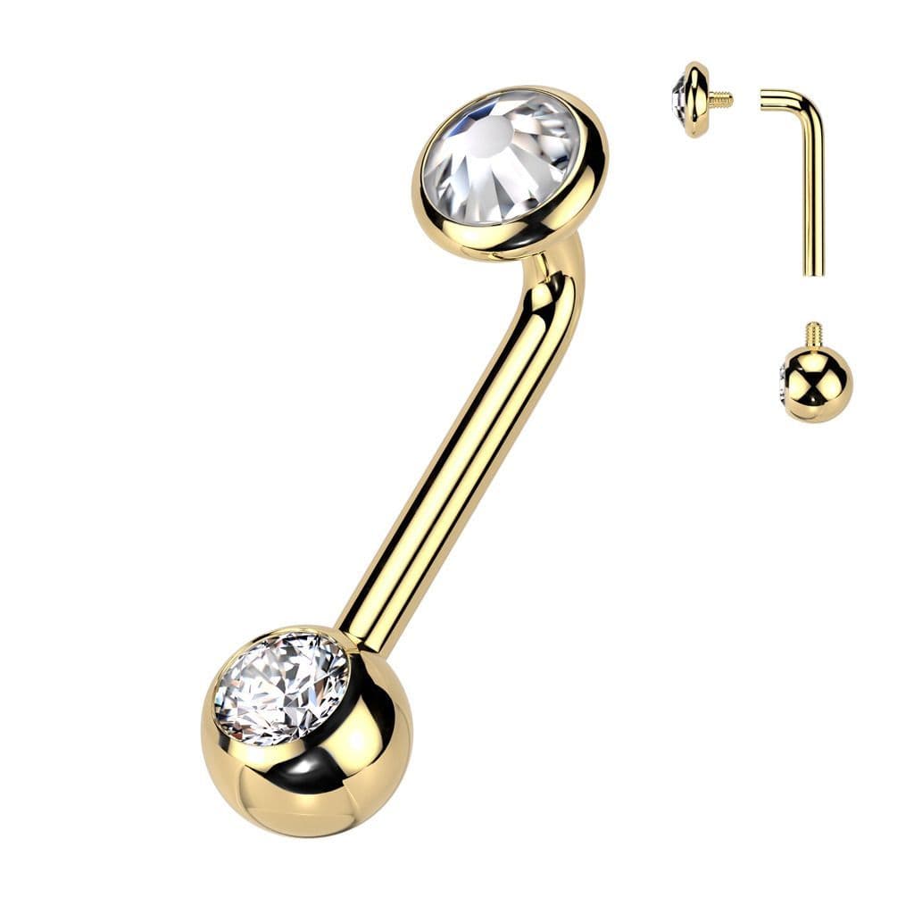 Zlacený christina piercing TITAN, čirý kamínek (1,6 x 10 mm) - KT006-C - náhled 1