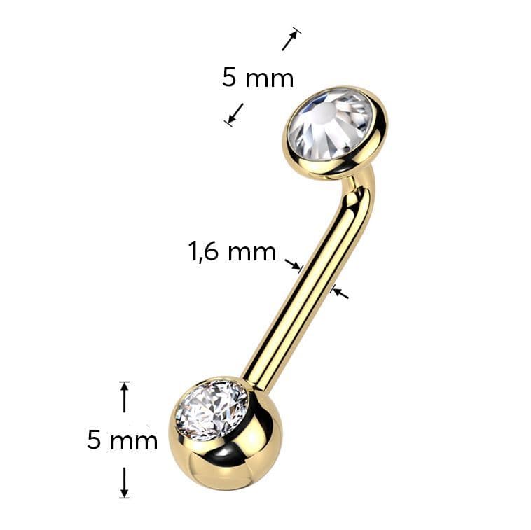 Zlacený christina piercing TITAN, čirý kamínek (1,6 x 10 mm) - KT006-C - náhled 3