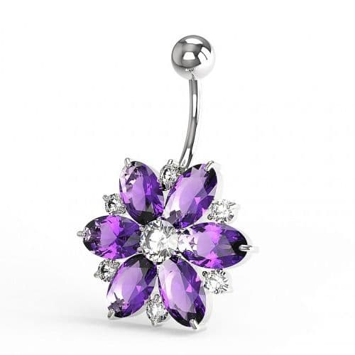 S4U Stříbrný piercing do pupíku - kytička