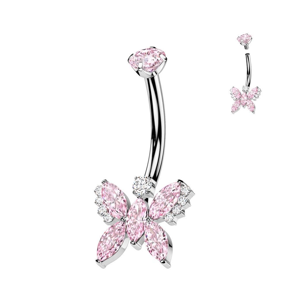 Piercing do pupíku motýl - TITAN, růžová barva - TIT1385-P - náhled 1