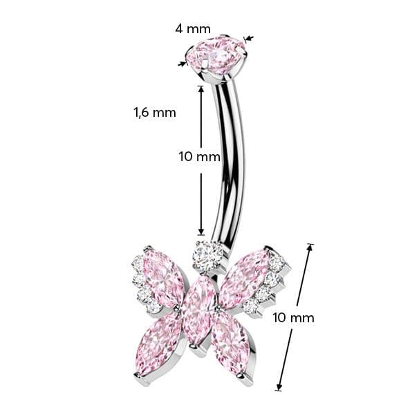 Piercing do pupíku motýl - TITAN, růžová barva - TIT1385-P - náhled 3