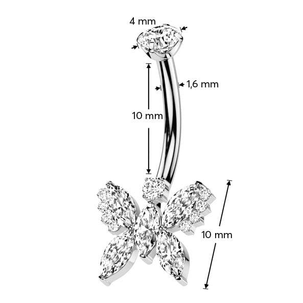 Piercing do pupíku motýl - TITAN, čirá barva - TIT1385-C - náhled 3