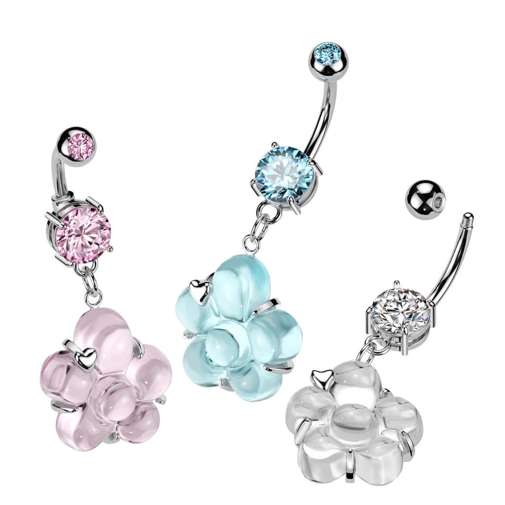 S4U Piercing do pupíku s kytičkou (růžová) - WP0072-P - náhled 2