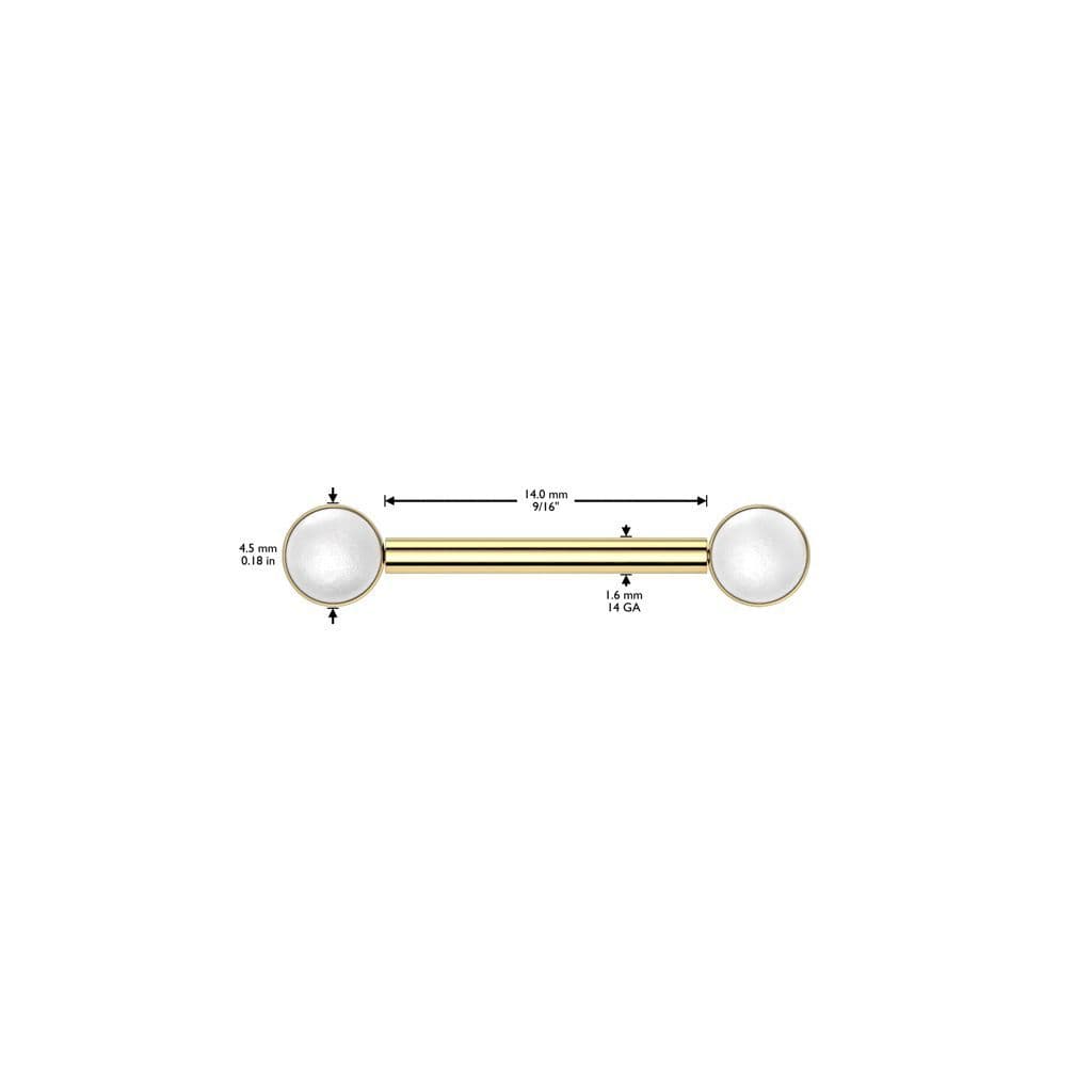 Piercing do bradavky z titanu s perlovými kuličkami (stříbrný) - náhled 4