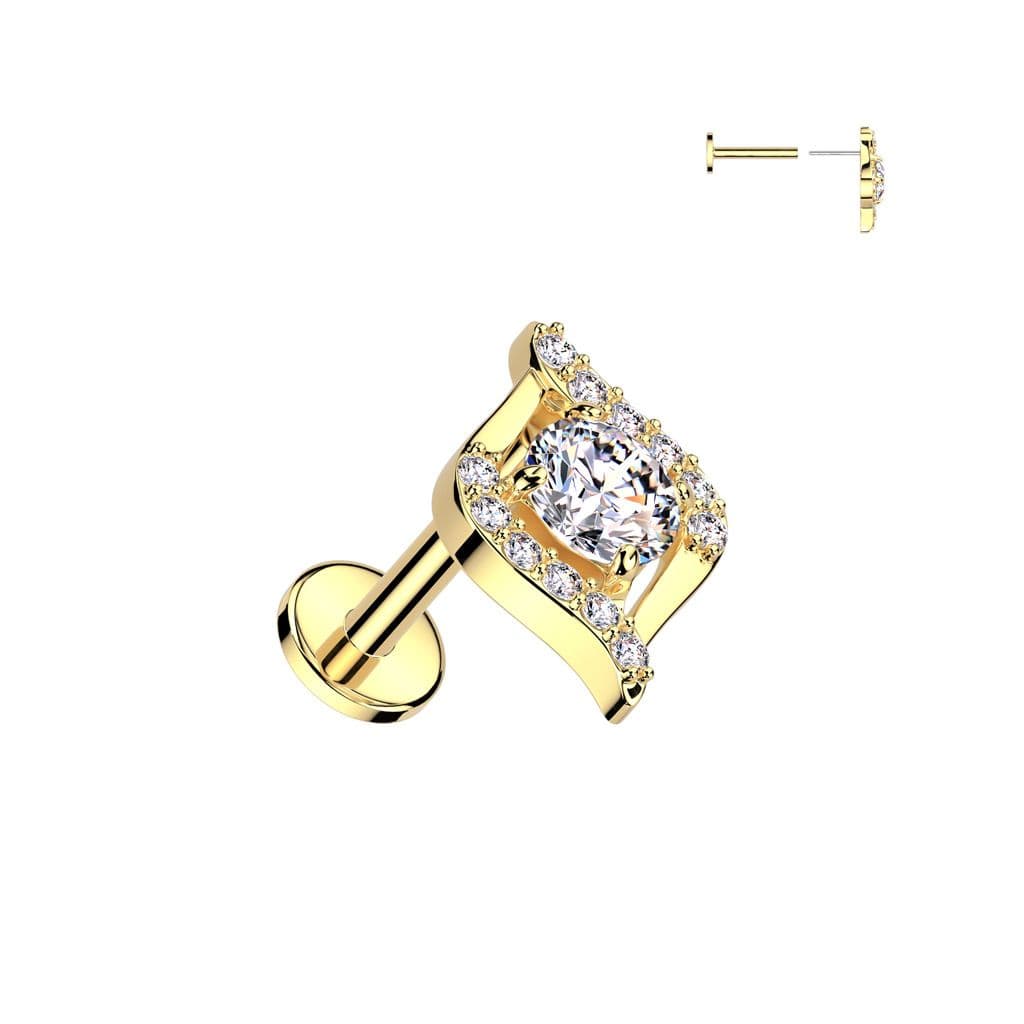 Zlacený piercing do brady - PUSH IN labreta - LB1136-GD