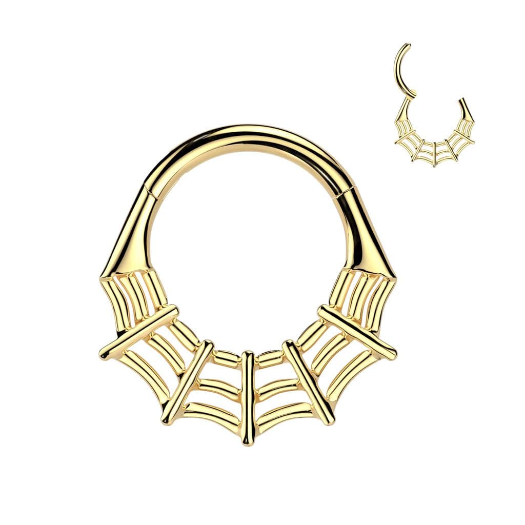 Zlacený segment kruh pavučina - helix / cartilage / tragus piercing TITAN (1,2 x 10 mm) - TIT1434-1210 - náhled 1