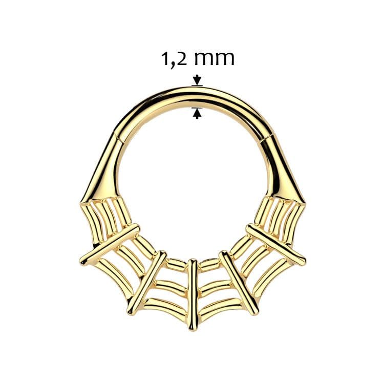 Zlacený segment kruh pavučina - helix / cartilage / tragus piercing TITAN (1,2 x 10 mm) - TIT1434-1210 - náhled 3