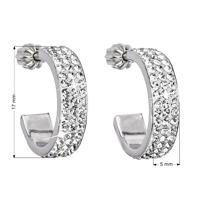 Stříbrné náušnice kruhy s krystaly Swarovski bílý půlkruh 31119.1 - náhled 4