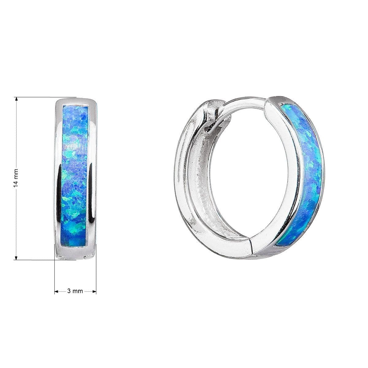 Stříbrné náušnice kruhy se syntetickým opálem modré 11402.3 blue - náhled 3