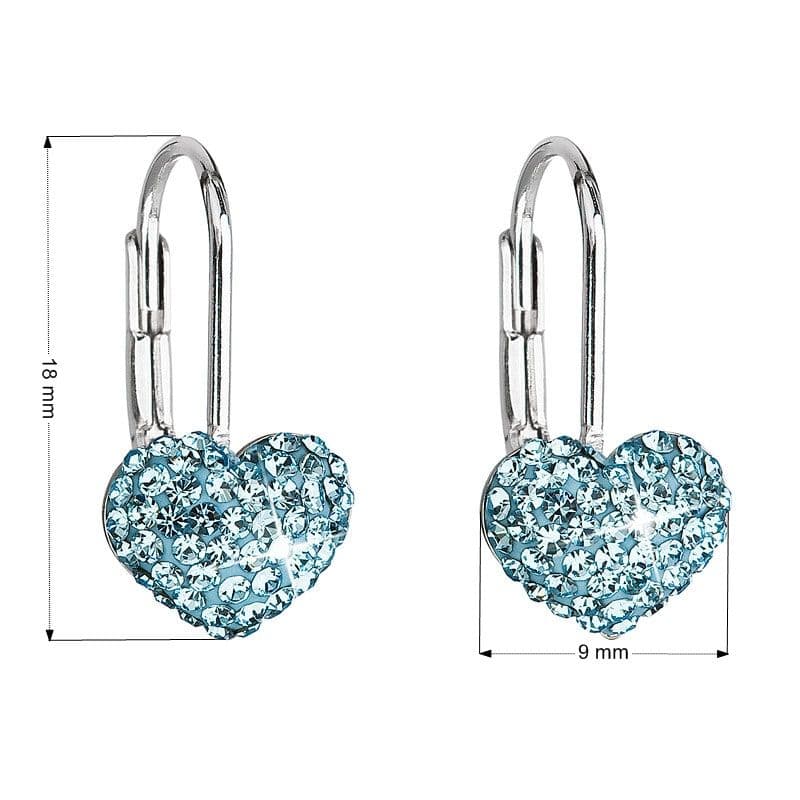 Stříbrné náušnice visací s krystaly Swarovski modré srdce 31125.3 - náhled 3