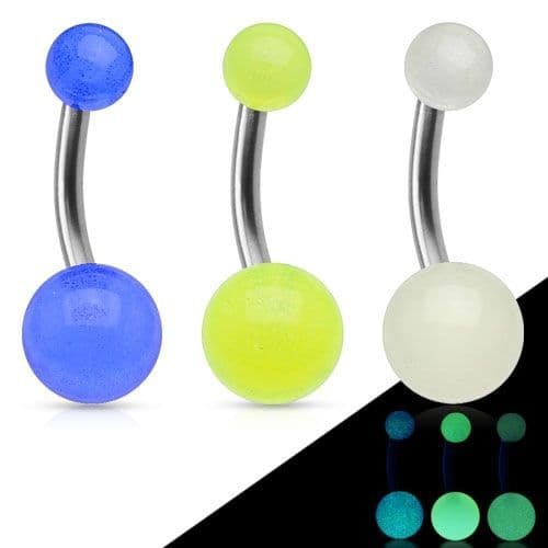Fosforeskující piercing do pupíku - TITAN (bílá) - náhled 2