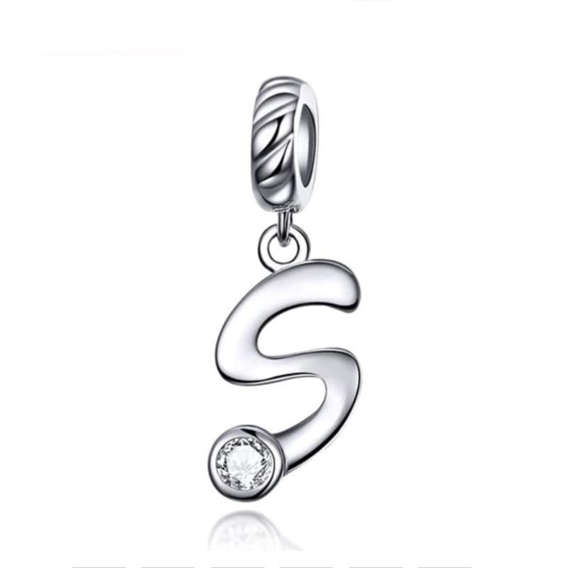 NUBIS Stříbrný přívěsek korálek na náramek - písmeno S - B0352-S