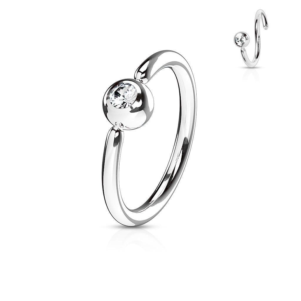 Piercing - kruh, kulička se zirkonem (0,8 x 10 mm)