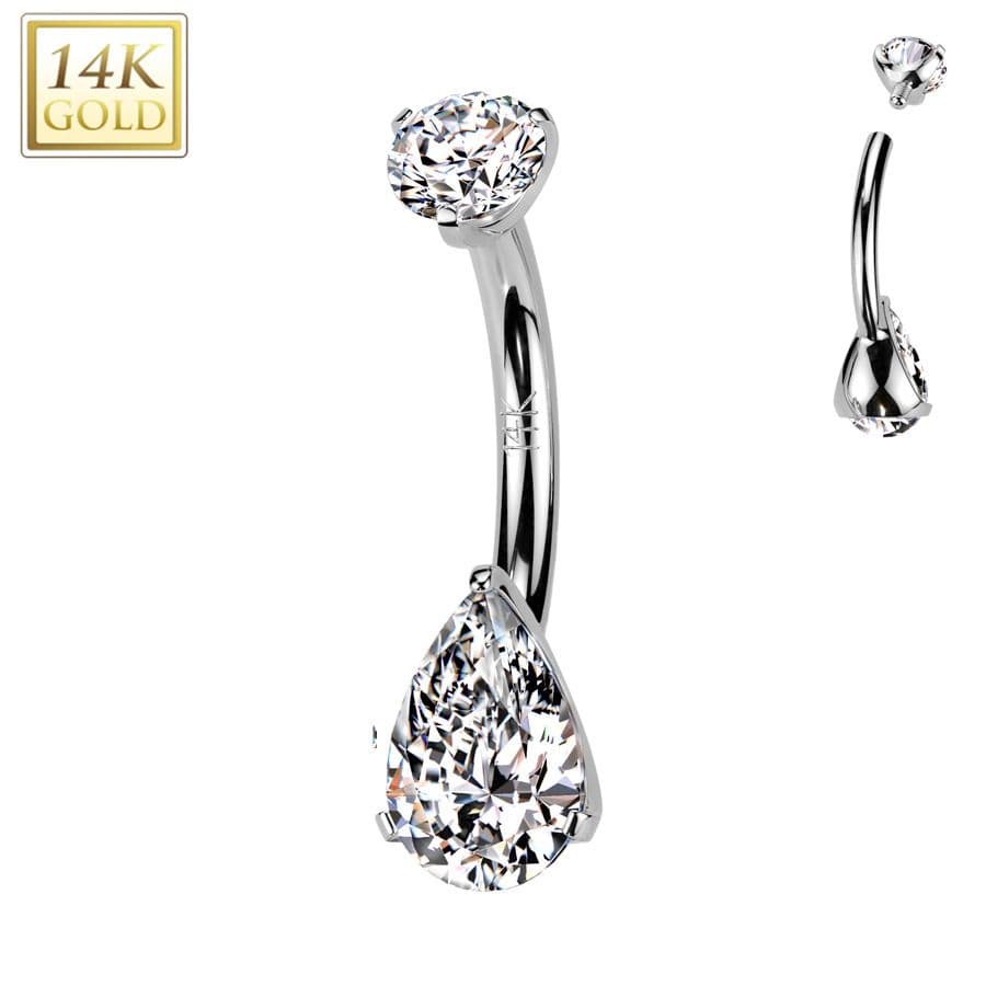 Zlatý piercing do pupíku - kapka, Au 585/1000 - ZL01273-WG - náhled 1