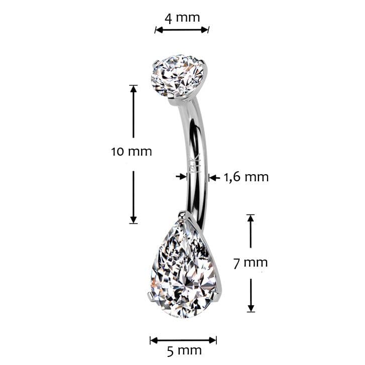 Zlatý piercing do pupíku - kapka, Au 585/1000 - ZL01273-WG - náhled 2