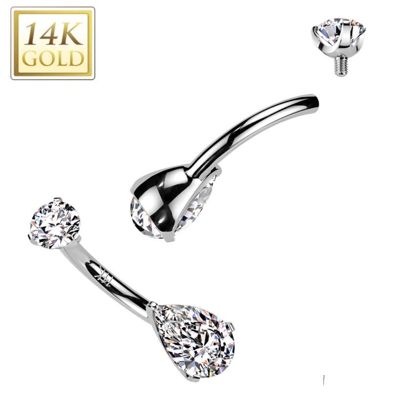 Zlatý piercing do pupíku - kapka, Au 585/1000 - ZL01273-WG - náhled 3